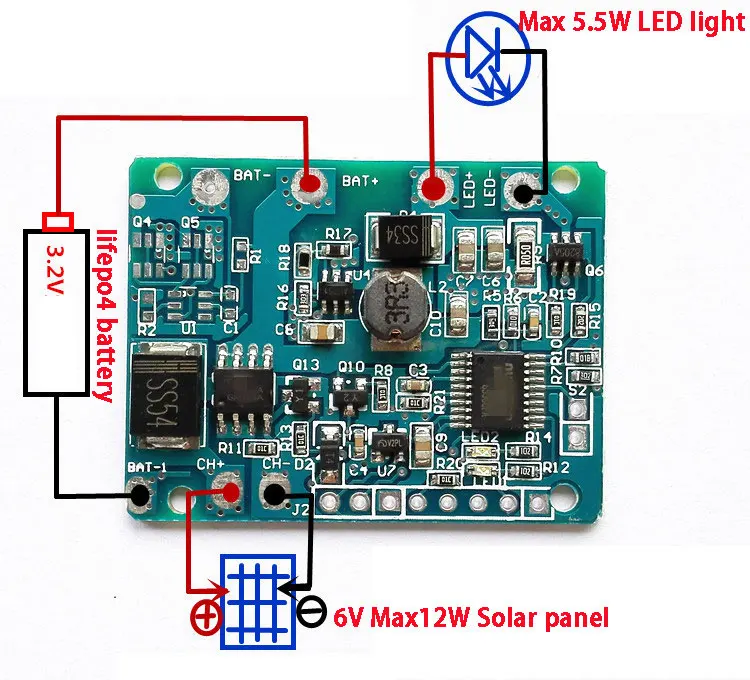 3.2V 1S 5W 2.5W  LiFePO4 SOLAR Protection BMS DIY Lawn Light Control Board Lawn Lamp