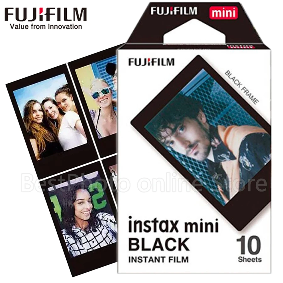 Fujifilm-mini filme instax, 10-200 folhas, branco/colorido, 3 polegadas de largura, para câmera instantânea mini 8 7s 25 90, papel fotográfico