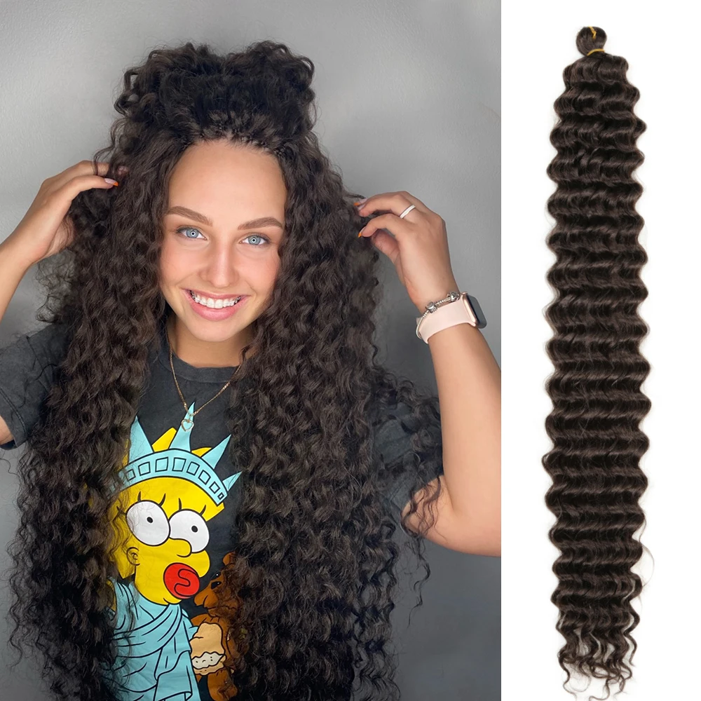 22 28inch Deep Wave Twist Crochet Hair Synthetic Soft Afro Curls Ombre Braiding Hair Low Tempreture Hair For Braids HeyMidea