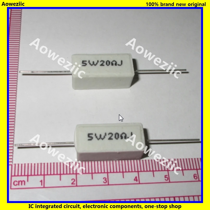 10Pcs RX27 Horizontal cement resistance 5W 20 ohm 20R 20RJ 5W20RJ Ceramic Resistance precision 5% Power resistance