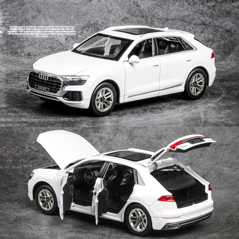 1/24 AUDI Q8 SUV Alloy Car Model Diecasts Metal Simulation Toy Vehicles Car Model Sound and Light Collection Childrens Toy Gift