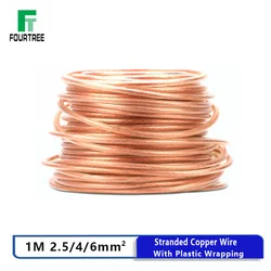 1M Stranded Pure Copper Wire With Transparent Plastic Wrapping Soft Conductive Wire Ground Earthing Cable Connection 2.5/4/6 mm2