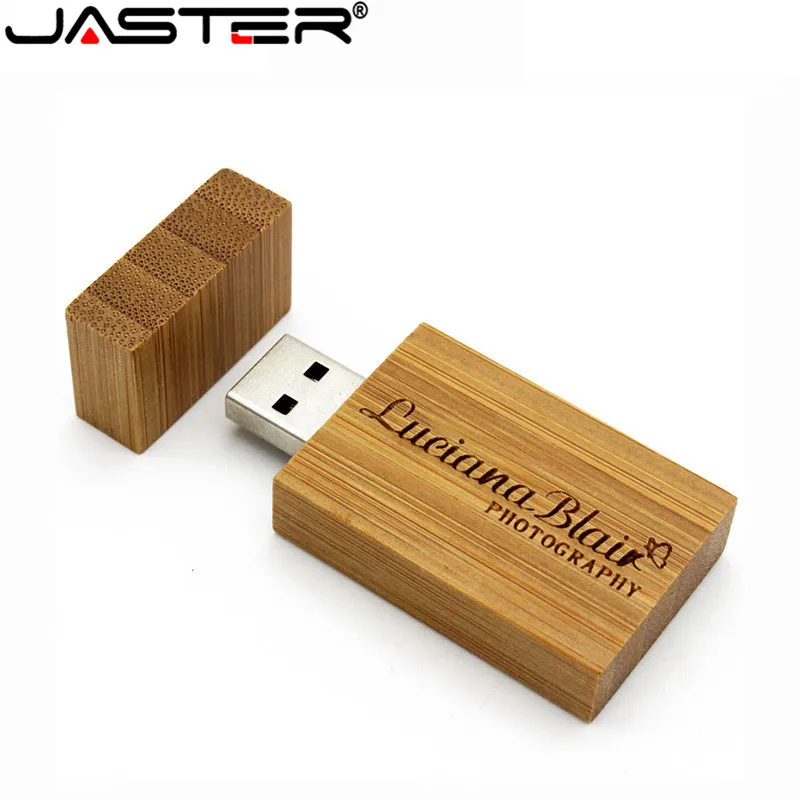 JASTER-unidad Flash USB de madera natural con logotipo personalizado, pendrive de 4GB, 16GB, 32GB y 64GB, regalo de fotografía, 1 unidad