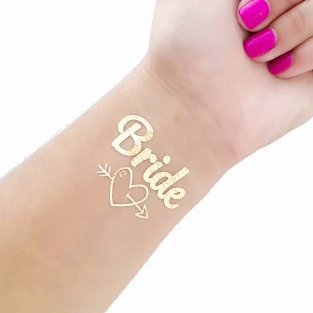 10pc Bachelorette Party team Bride Bridesmaid tribe squad temporary tattoo Hen Night Golden Sticker bride to be wedding supplies