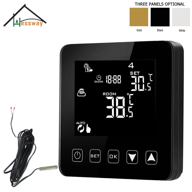 

EU Memory function Programmable floor heating thermostat 16A for dual sensor
