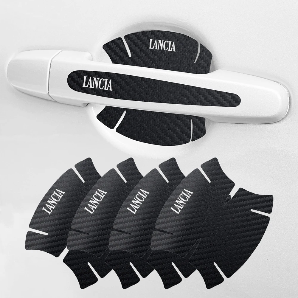 For Lancia Delta STRATOS Y Phedra Thema Ypsilon Auto Tuning Accessories 8pcs/set Car Handle Bowl Carbon Fiber Texture Sticker