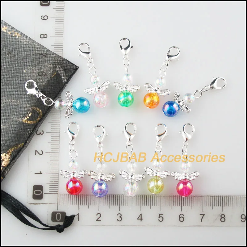 20Pcs Silver Plated Retro Mixed Mirage Beads 14x21mm Angel With Lobster Claw Clasps Charms