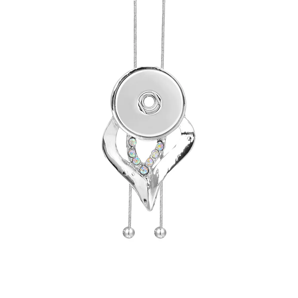 Metal Adjustable Necklace 70CM Charm Beauty Round Button Fit DIY 18MM Snap Buttons Jewlery Wholesale Women ZG027