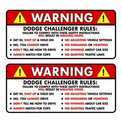 2 X Warning Decals Dodge Challenger Rules Funny Vinyl Sticker Car Truck Window Decal Safety Warning PVC Vinyl Reflective Sticker