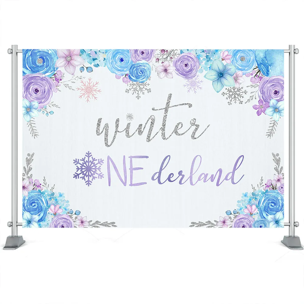 Chá de fraldas fotografia 1st bithday menina roxo floral natal floco de neve pano de fundo fantasia foto cabine ouro rosa decorações ph