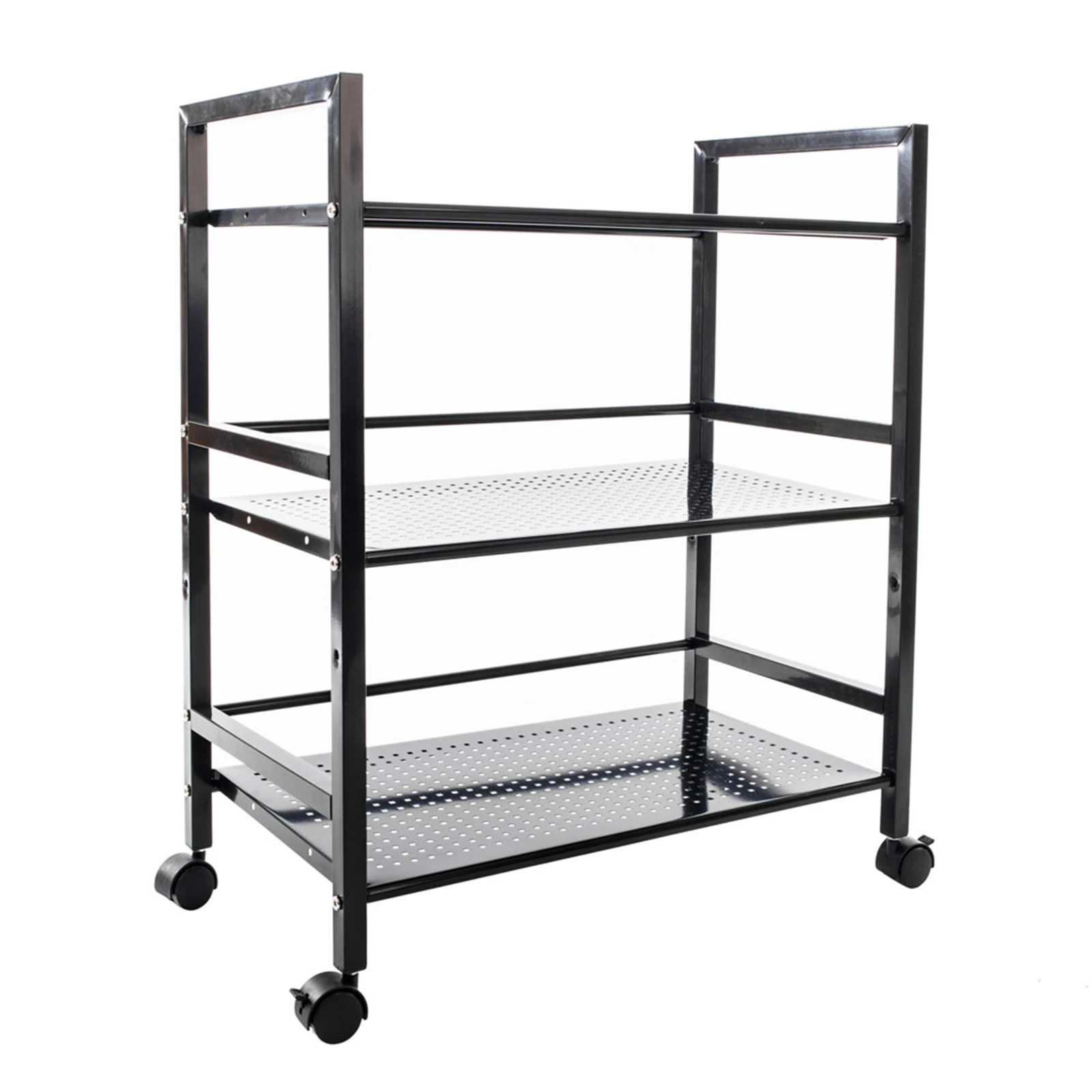 Rolling Service Utility Push Cart Widen 3 Tiers Multi-Functional Storage Cart 60x32x75CM Black[US-Depot]