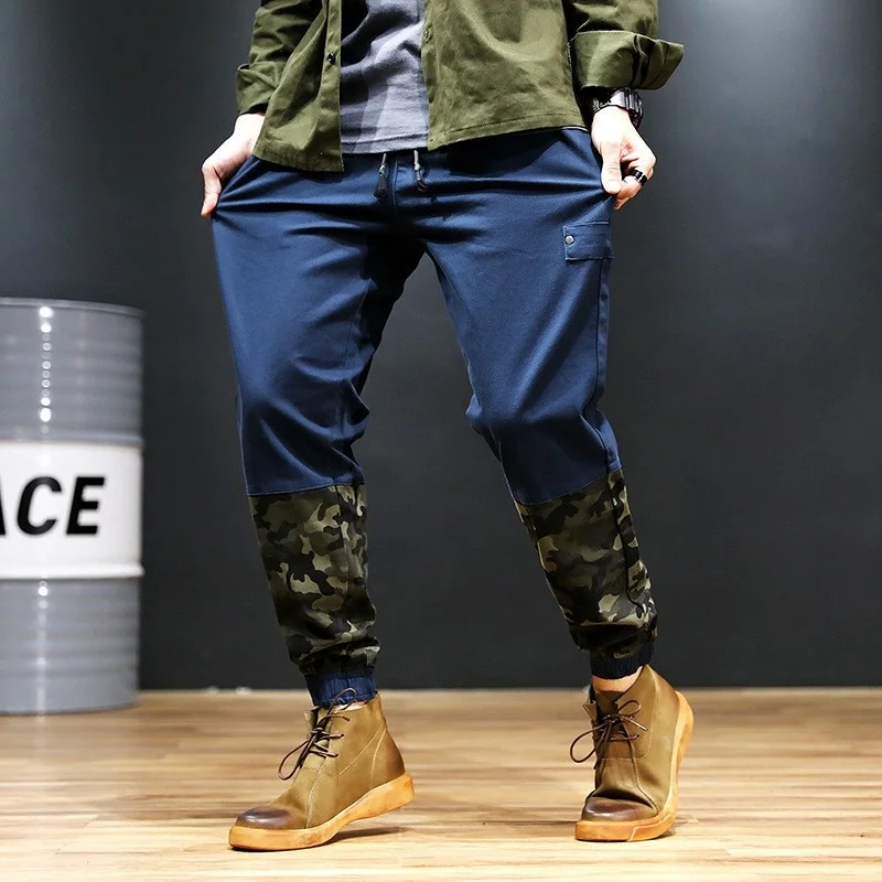 Size Plus 7XL Mens Casual Long Harem Pants Drawstring Camouflage Patchwork Joggers Pants Male Streetwear Loose Fit Hip Hop Pants