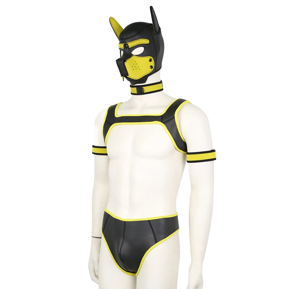 10 Colors 2 Sizes 5 Sets Suit Neoprene Puppy Hood Custom Dog Head Masks/Collar Choker/Armband/Open Ass Jockstrap/Harness