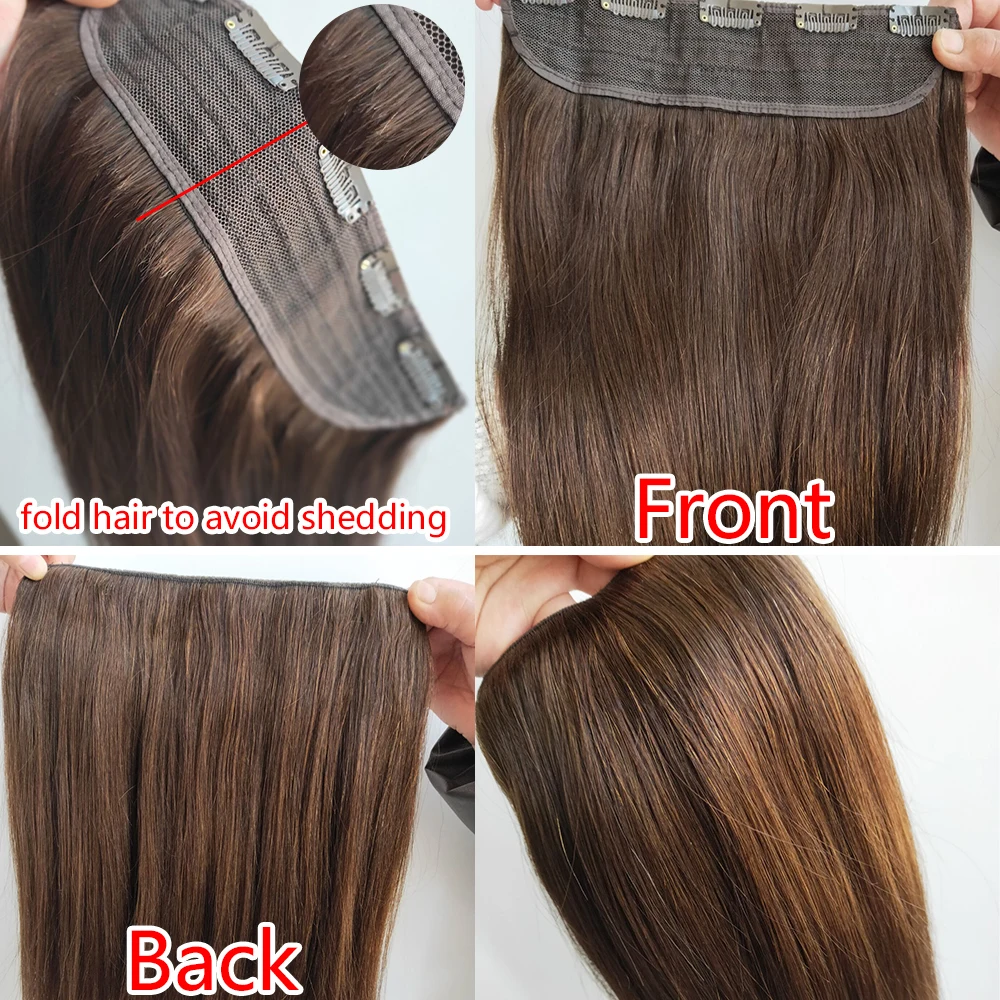ต่อผมแบบคลิปหนีบ 100% ผมแท้สีเปียโน ขนาด 14"-24"  1 ชิ้น/5 คลิป  ทำด้วยเครื่องจักร  เส้นผมตรงธรรมชาติแบบเรมี่