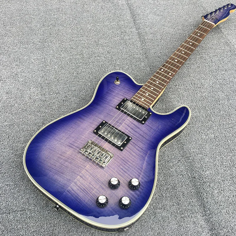 Custom shop TL electric guitar, purple flame maple top, maple neck and rosewood fingerboard, high quality, free delivery.