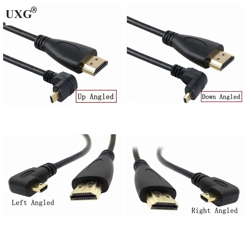 

Тип A к Micro HDMI Тип D вверх вниз левый правый угловой локтевой кабель 3D 4K 1080p Micro HDMI-совместимый аудио для камеры планшета