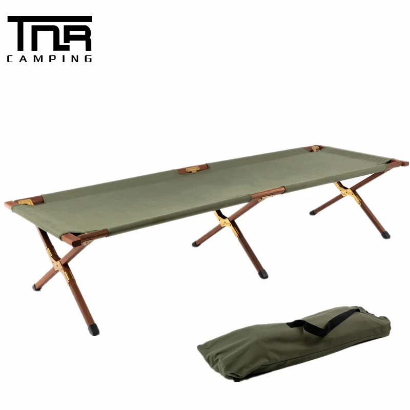 

TNR Outdoor Camping Folding Camping Bed Cots Soild Wood Frame Portable Single Bed Fishing Cots Portable Sleeping Bed