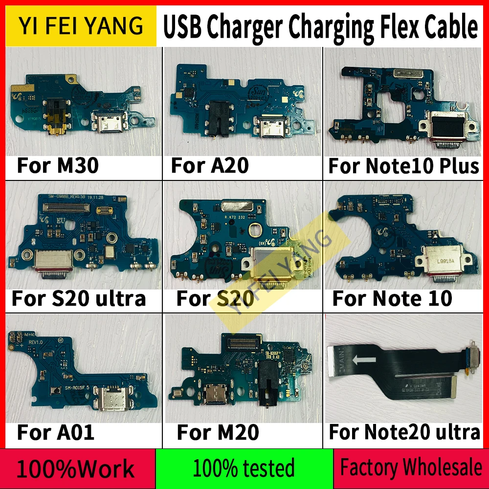 Original USB Charger Charging Port Dock Connector Board Flex Cable for Samsung M30, A20, NOTE 10 20 PLUS S20 Ultra A01 M20 10Pcs