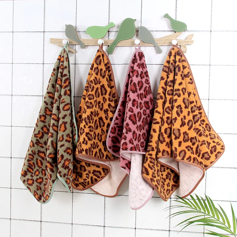 2pcs/set New Leopard Coral Fleece Hand Face Towel Set Soft Comfortable Absorbent Household Adult Facial Wash Towel Bathroom