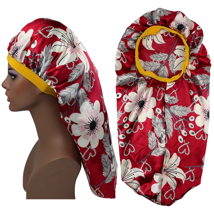 Frauen Satin Bonnet Schönheit Druck Satin Seide Motorhaube Schlafen Nacht Kappe Motorhaube Hut Motorhaube Satin Cheveux Nuit Bonnets Für Frauen – Detail 7