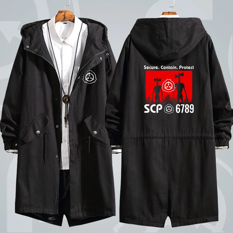 SCP Foundation SCP Secure Contain Protect Cloak Costume Women Men Long Sleeve Hoodie Hooded Coat Sweatshirts Jacket Trench