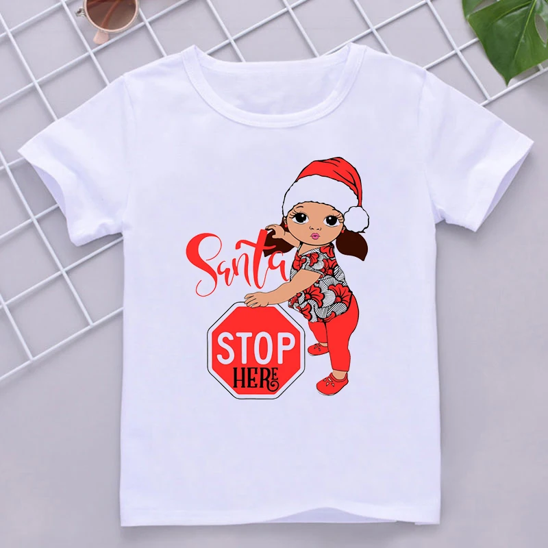 New Hot Sale Girls T-Shirts Christmas Black Girl Shirt Cute Melanin Chinese African Black Girls Tshirts Christmas Costume Tshirt