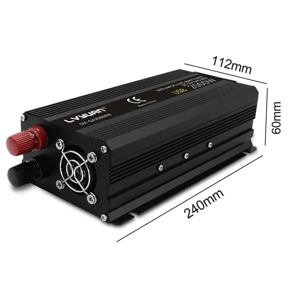 Inverter 12V 220V 2000W Peak Power Car Inverter 2 USB EU AC Outlets Power Inverter инвертор 12v 220v преобразователь 12в 220в