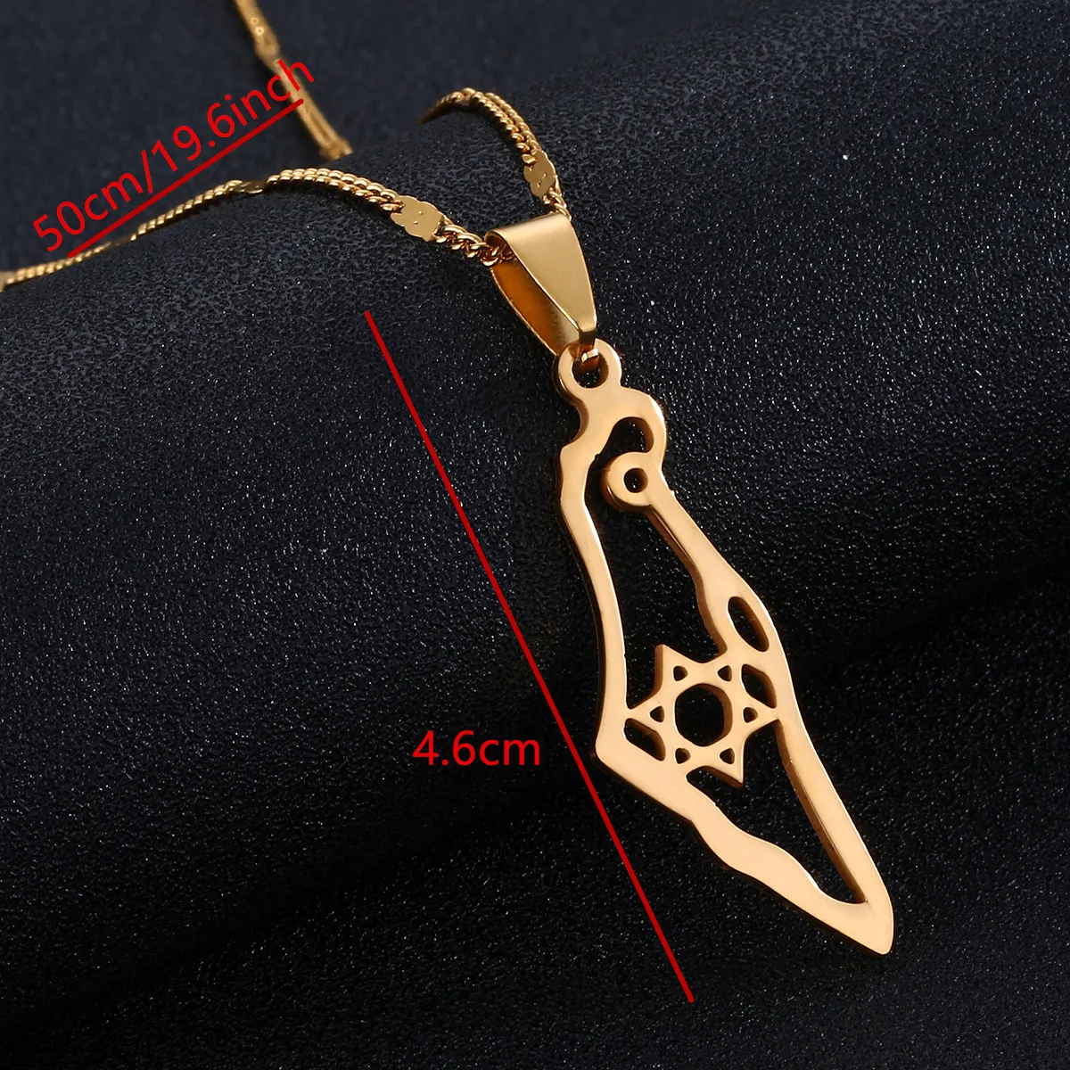 Stainless Steel Israel Map Pendant Necklace Hexagram Magen David Jewelry Star of David Jewish Jewelry