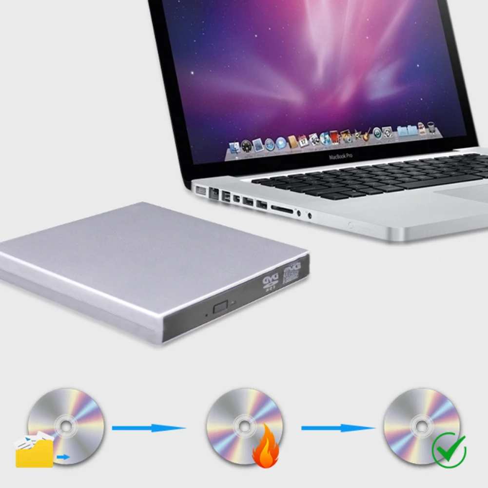 External USB 2.0 High Speed DL DVD RW Burner CD Writer Slim Portable Optical Drive for Laptop PC