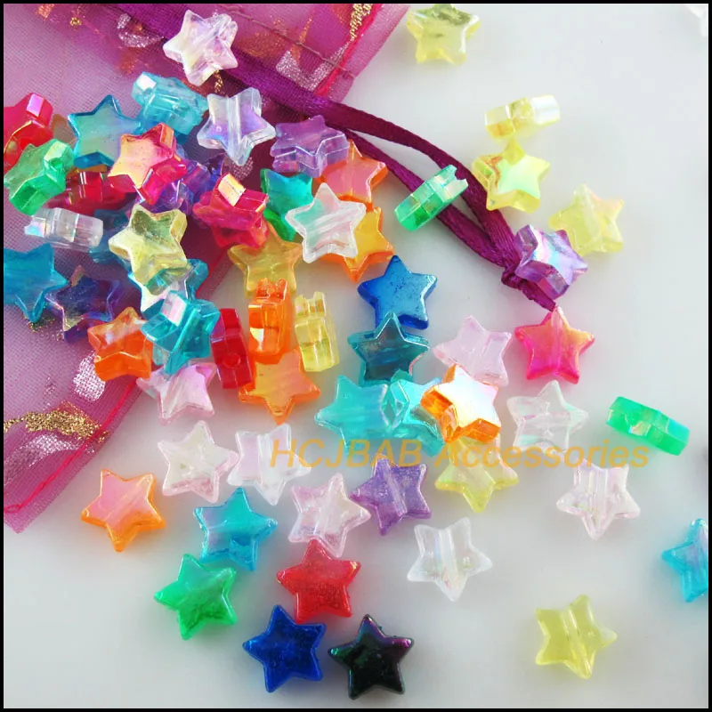 120 New Star Acrylic Charms Mirage Spacer Beads Plastic Mixed 11mm