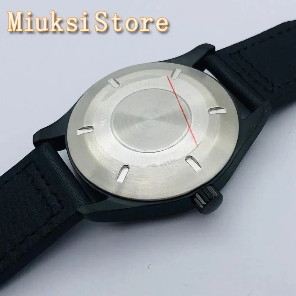 CORGEUT 40mm Black PVD Case Brown Sterile Dial Luminous Waterproof Leather Strap 24 Jewels NH35 Movement Men\'s Automatic Watch