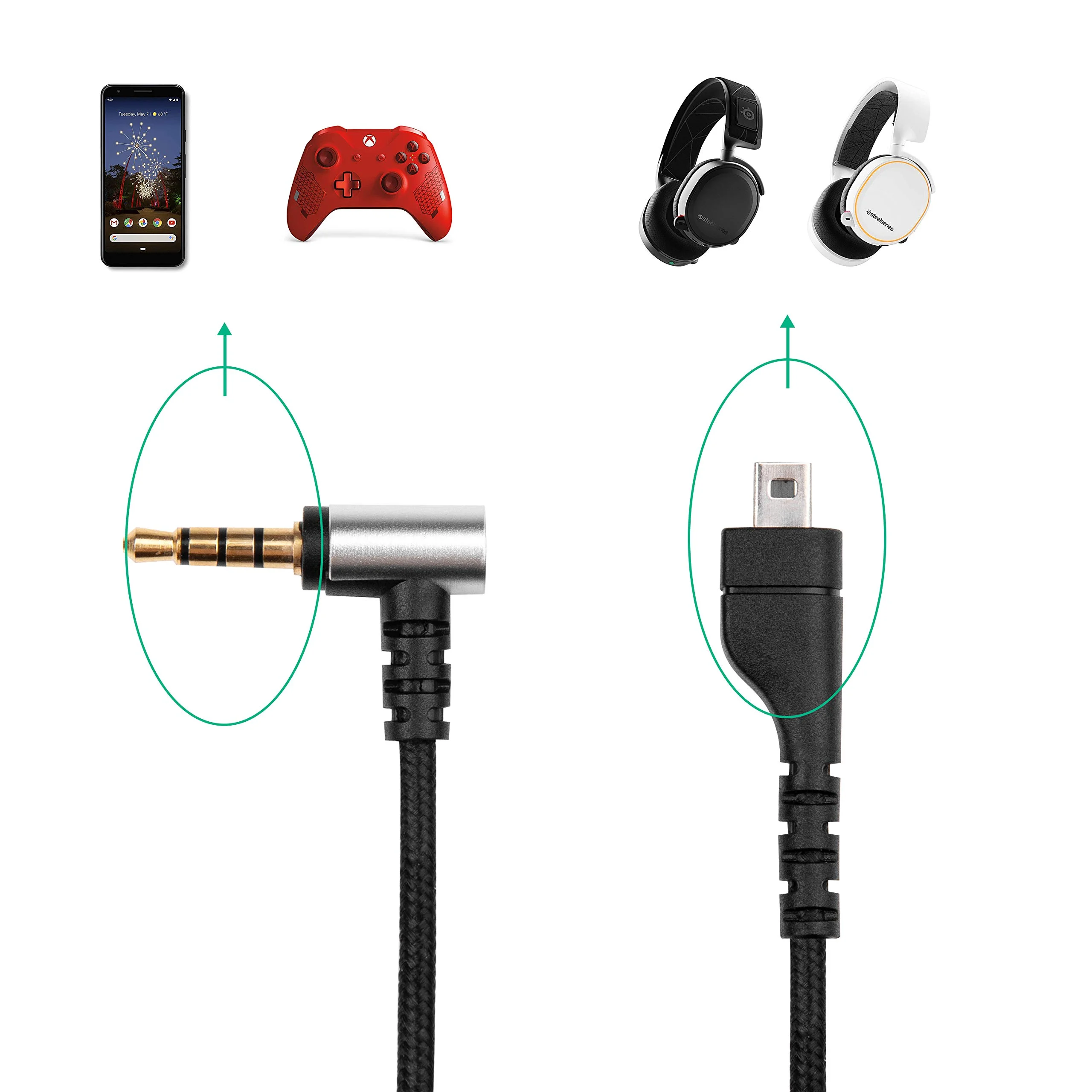 Posrebrzane OFC wymiana pleciony kabel rozszerzenie przewód do gry dla SteelSeries Arctis 3 5 7 Pro przewodowe bezprzewodowe słuchawki dla graczy