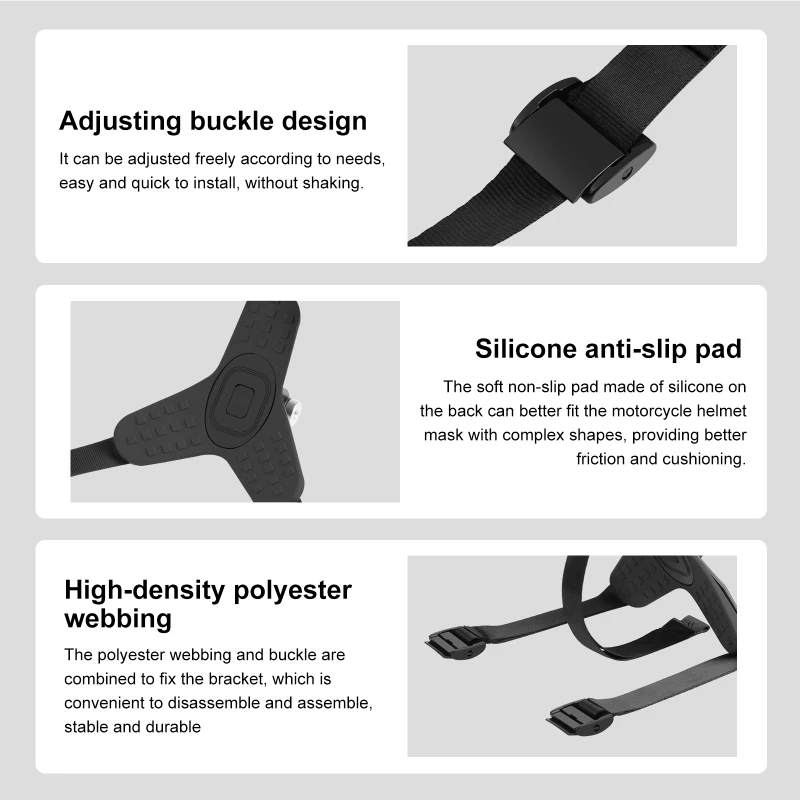 PULUZ – support de sangle de casque de moto, pour GoPro HERO10 9 8 noir/7/6/5/5Session 4/Session/4/3 +/3/2/Xiaoyi/DJI Osmo caméras d'action