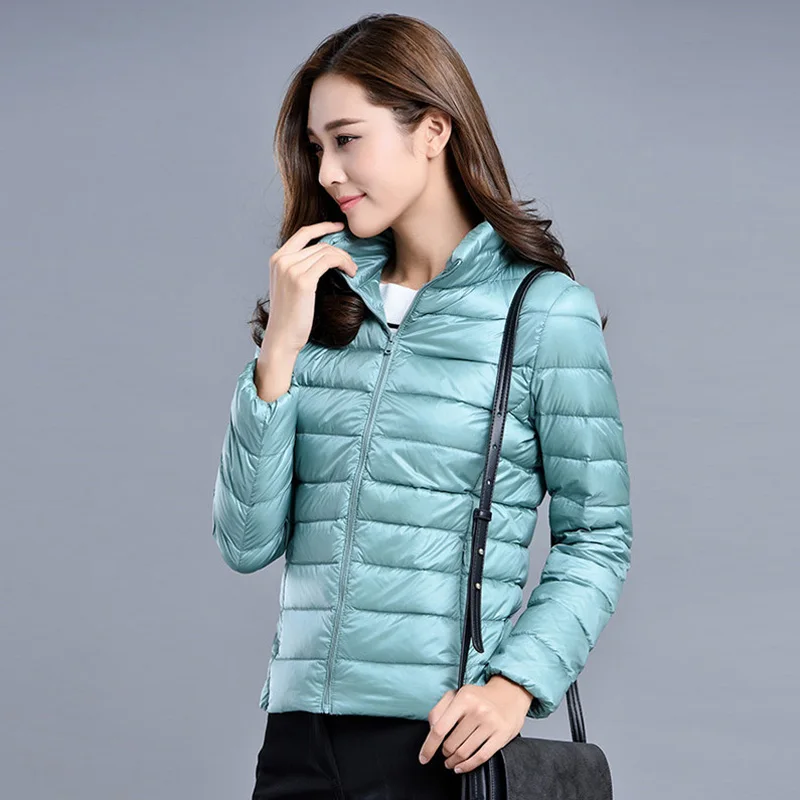 90% Ultra Light Portable Down Jacket Slim Plus Size Female Stand Collar Portable Coat Women White Duck Down Jackets