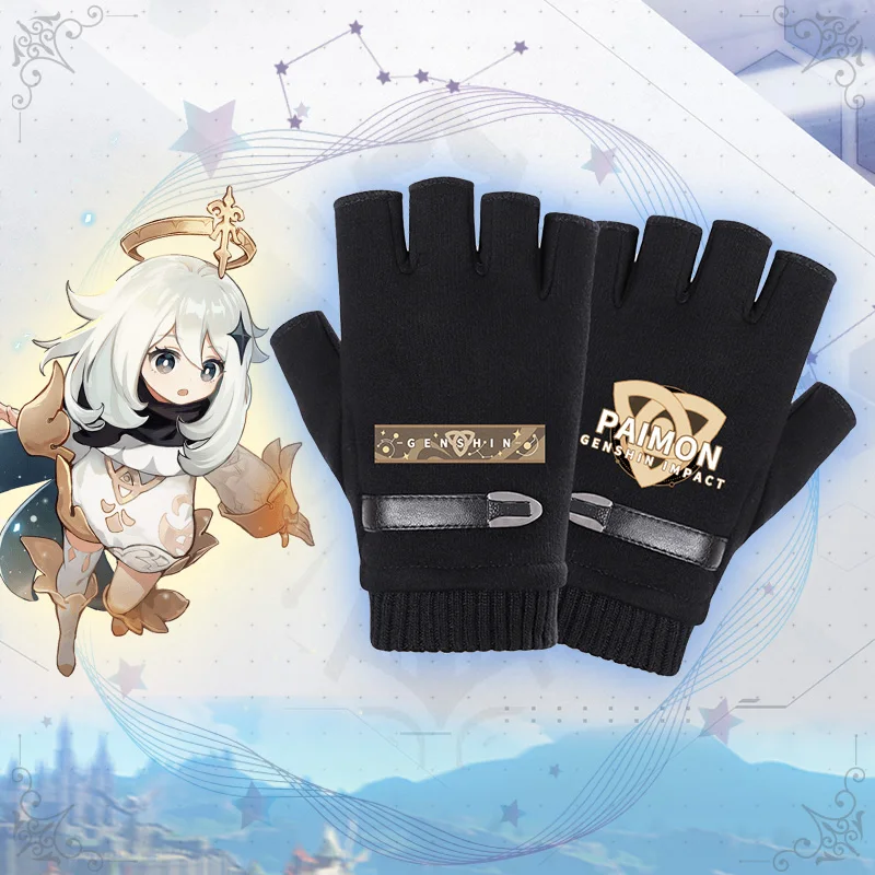 Anime Winter Warm Gloves Game Genshin Impact Cosplay Props Project Emergency Food Paimon Accessories Xmas Kids Gifts Christmas