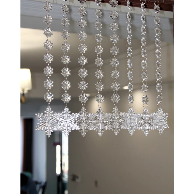 1PCS Transparent Acrylic Snowflake Pendant Bead Curtain Christmas New Year Decoration Home Wedding Stage Decorative Curtain