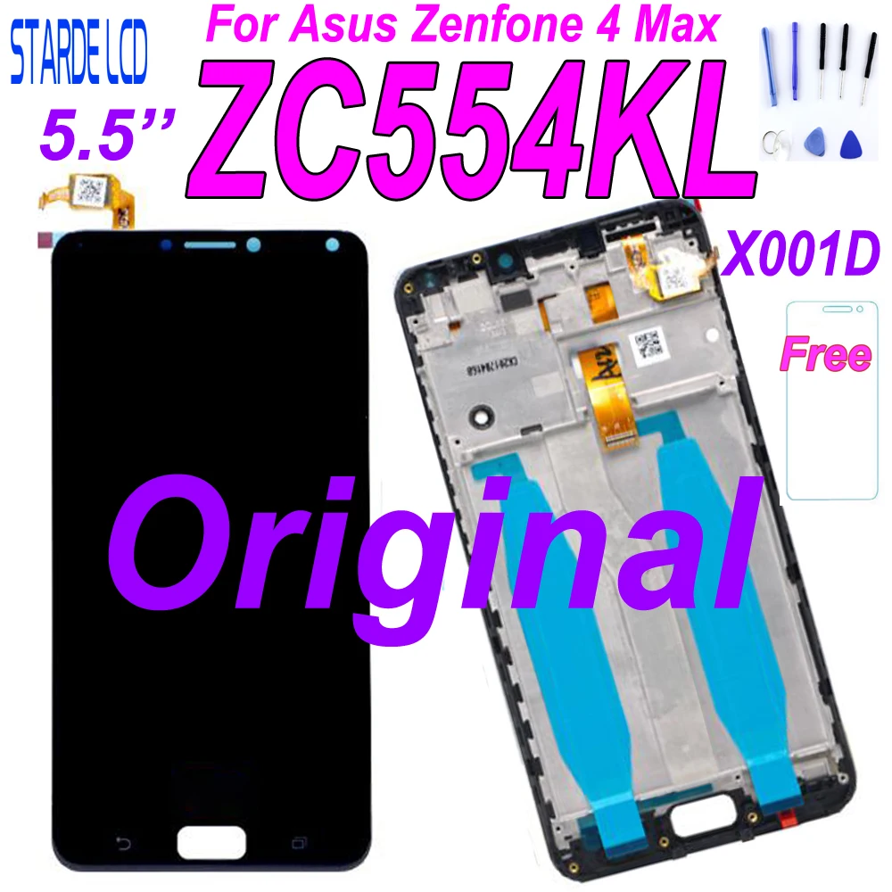 Pantalla LCD Original de 5,5 pulgadas para Asus Zenfone 4 Max, piezas de repuesto de digitalizador con pantalla táctil, ZC554KL, X001D