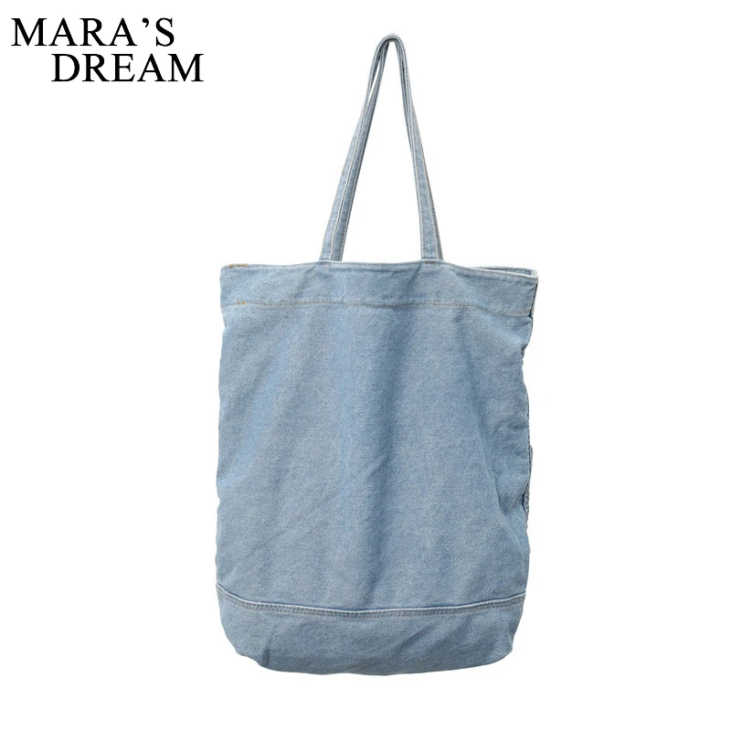 Mara\'s Dream Denim Shoulder Bag Large Capacity Hand Bag For Woman Supermarket Shopping Bag Travel Casual Bag Women Handbag Denim