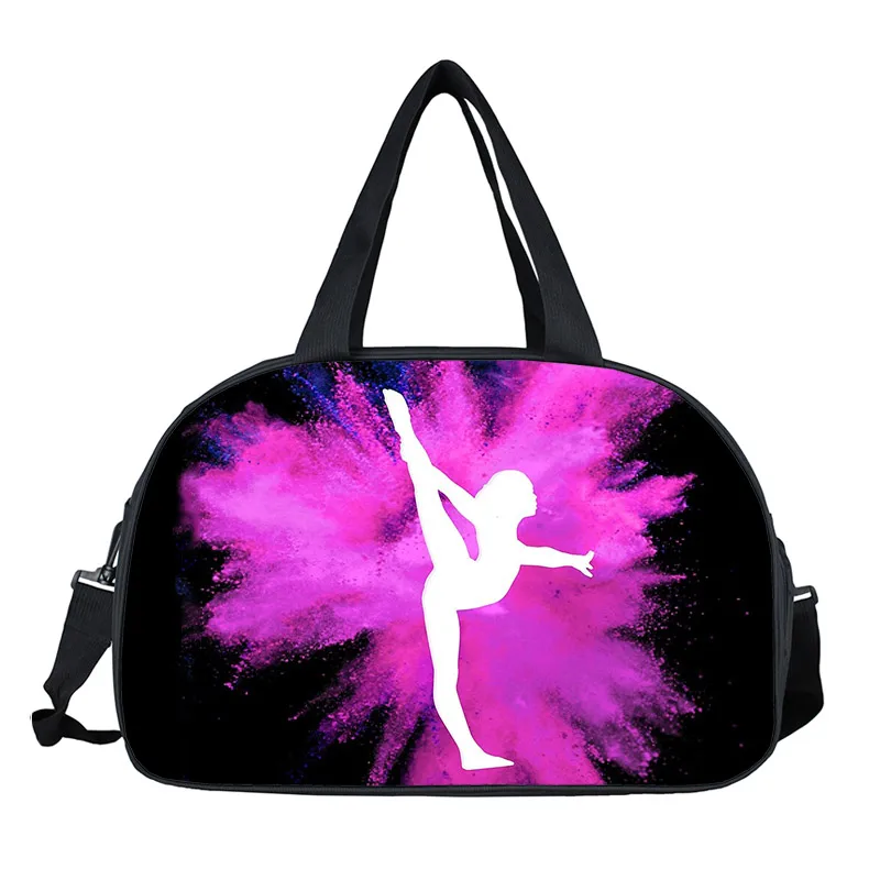 Bolso de mano de Arte de gimnasia de acuarela para damas, bolsas de almacenamiento deportivas de baile, bolsos de mensajero portátiles