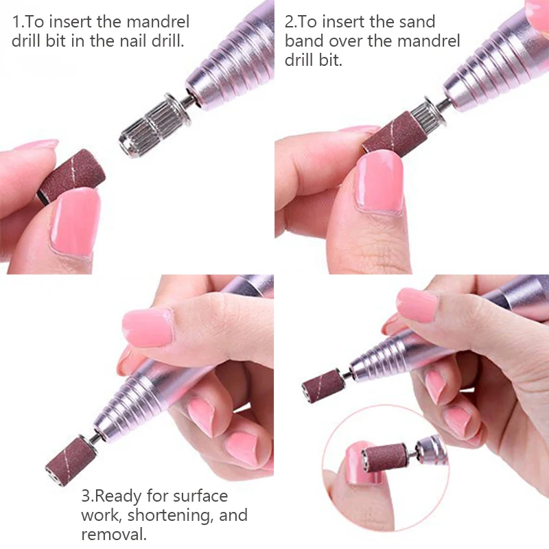100/50/25pcs Nail Sanding Ring Bands Electric Manicure Nail Drill Bits 80/120/180 Grit Gel Nail Polish Removal Pedicure Tool