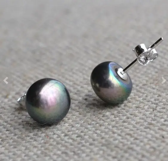 

Favorite Pearl Earring 9MM Top Quality Gray Freshwater Pearl Silver Stud Earring Wedding Bridesmaid Fine Jewelry Women Gift