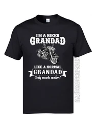 Grandad Biker Black T Shirt Motorcycle Vintage Designers Men's Cotton Tshirts 3D Motorbiker Autocycle Tee Shirt Father's Day