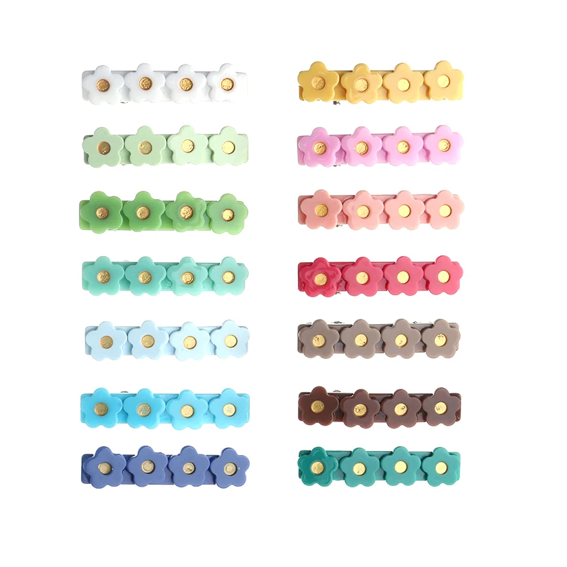 wholesale 38 colors ins hot sale flower candy color hair clips for girls kids hair accessories decorations