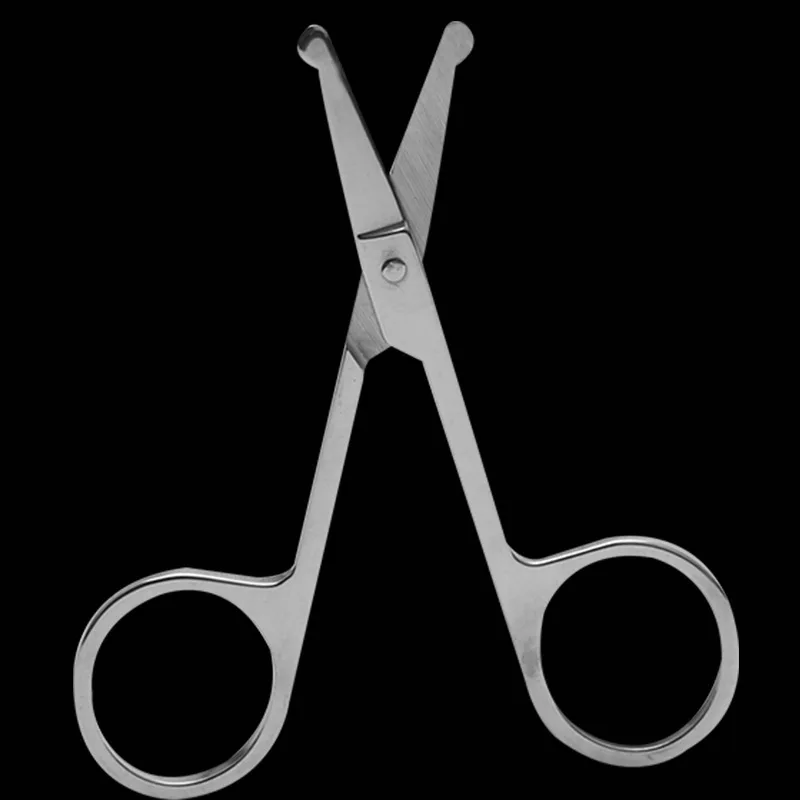 100% New 1pc 3.5" Stainless Steel Mini Portable Curved Mustache Nose Ear Hair Remover Scissor Trimmer Safety Tips