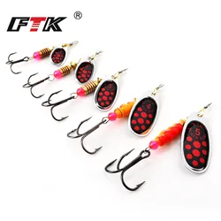 FTK 1Pcs 4g/5g/7g/10g/14g Spinner Bait Spoon Lures pike Metal With Treble Hooks Arttificial Bass Bait Fishing Lure