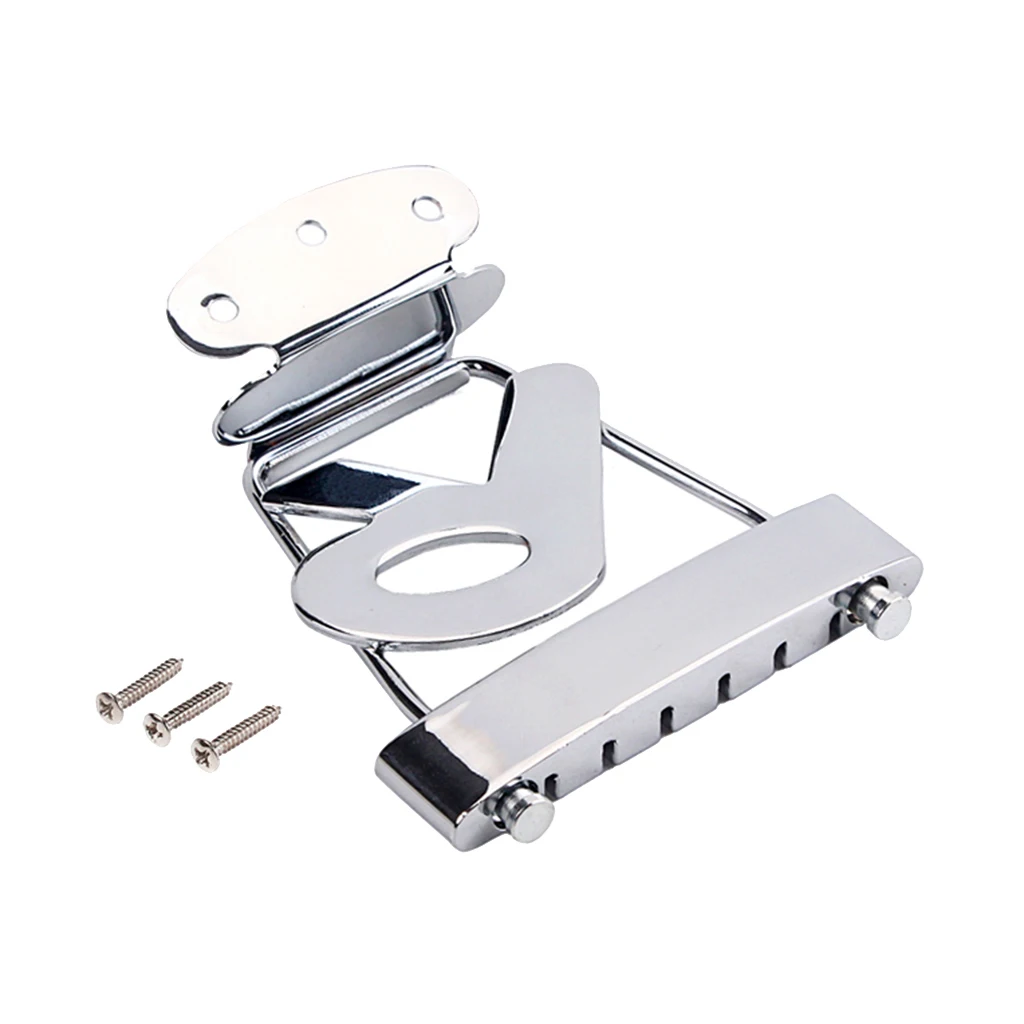 Acoustic Guitar Bass Accessories of 6 String Tailpiece Bridge Chrome R Trapeze Silver, Easy to Install