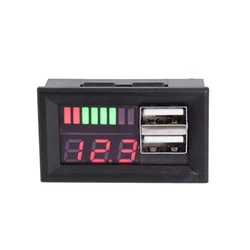 Mini Red LED Blue LED Digital Display Voltmeter Voltmeter Voltage Tester Panel for DC12V Car Motorcycle Vehicle USB 5V 2A Output