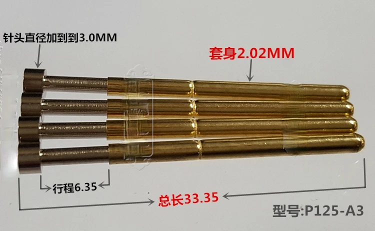 50Pcs Test Probe 3.0MM Bowl Head Concave Head Cup Head Test Needle P125-A3 Enlarged Head Spring Needle 33 Long Needle