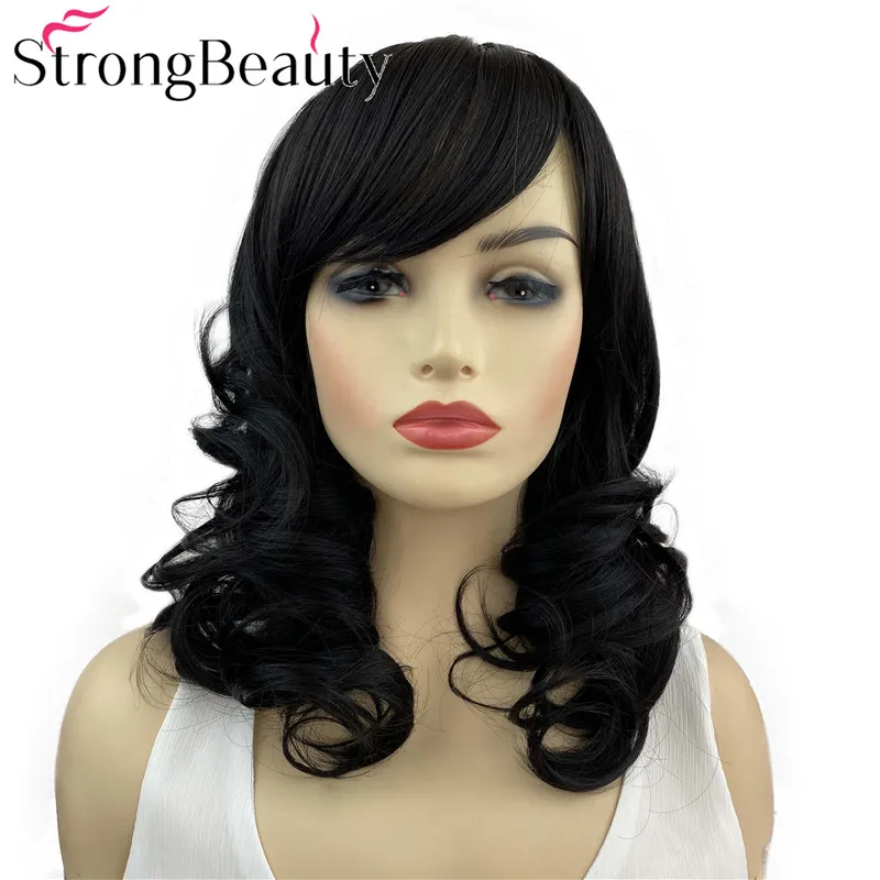 StrongBeauty Synthetic Curly Long Medium Auburn Wigs Heat Ok Women Wig Natural Hair