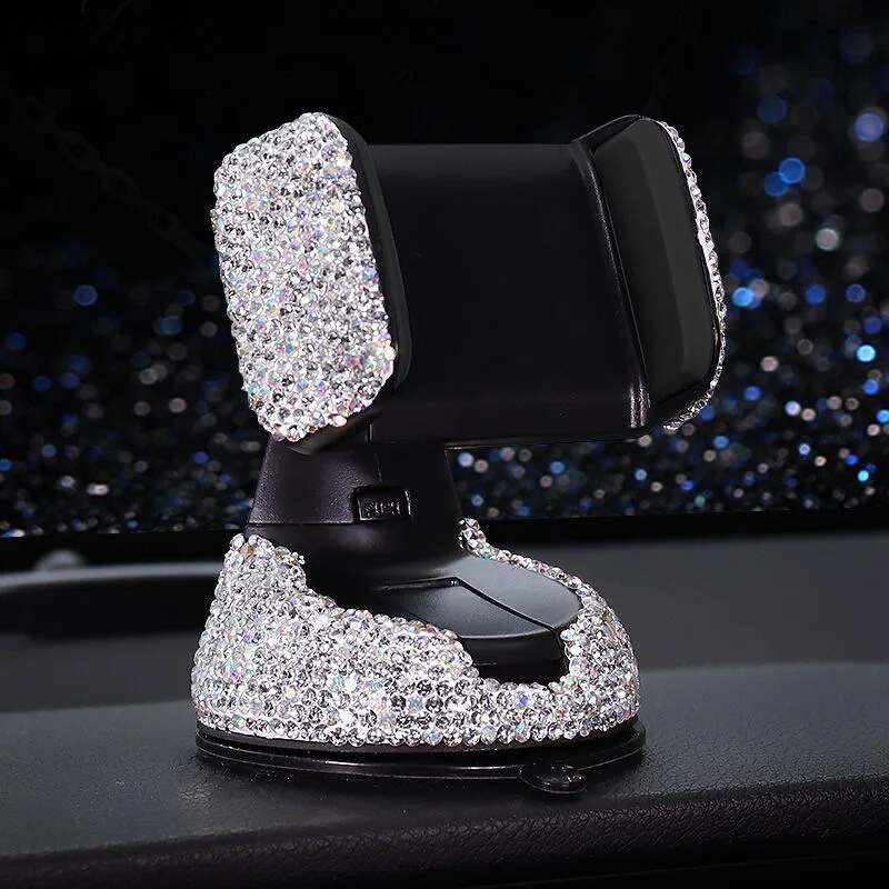 

Car Phone Holder Air Vent Phone Clip Stand Bling Rhinestone Suction Cup Mount 360 Adjustable Windshield Dashboard Car Accessorie